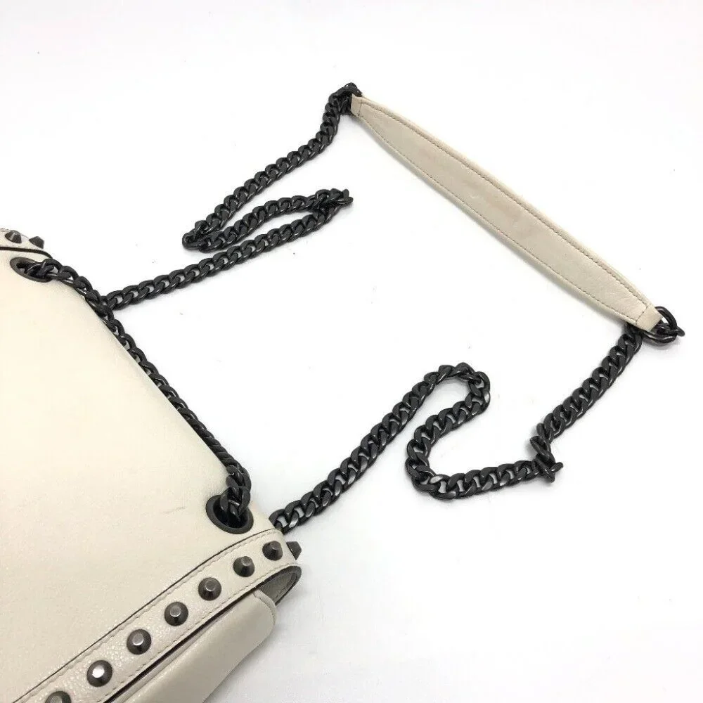 PRADA Logo studs ChainShoulder Bag Shoulder Bag Leather White - Picture 8 of 15
